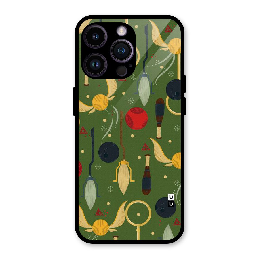 Flying Ball Pattern Glass Back Case for iPhone 14 Pro Max
