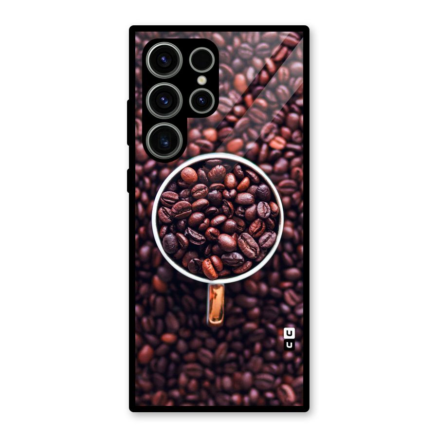 Focus Coffee Beans Glass Back Case for Galaxy S23 Ultra