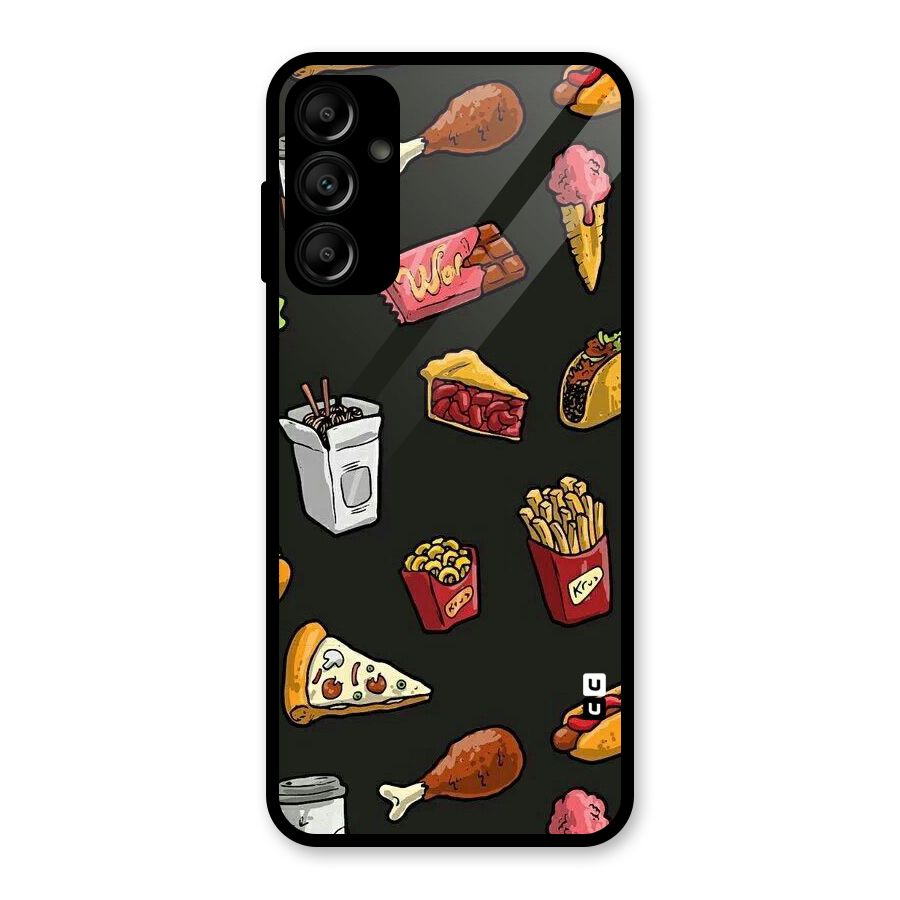 Foodie Pattern Glass Back Case for Galaxy A14 5G