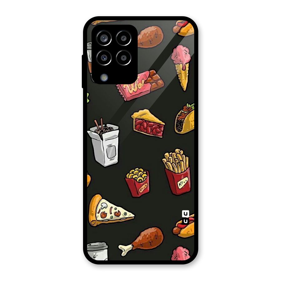 Foodie Pattern Glass Back Case for Galaxy M33
