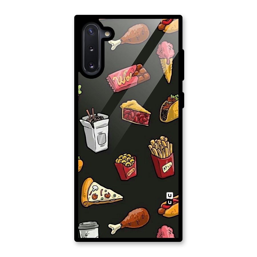 Foodie Pattern Glass Back Case for Galaxy Note 10