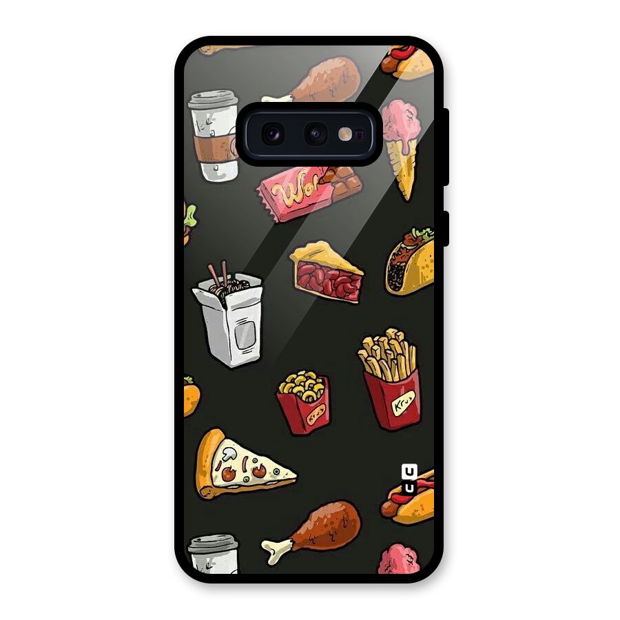 Foodie Pattern Glass Back Case for Galaxy S10e