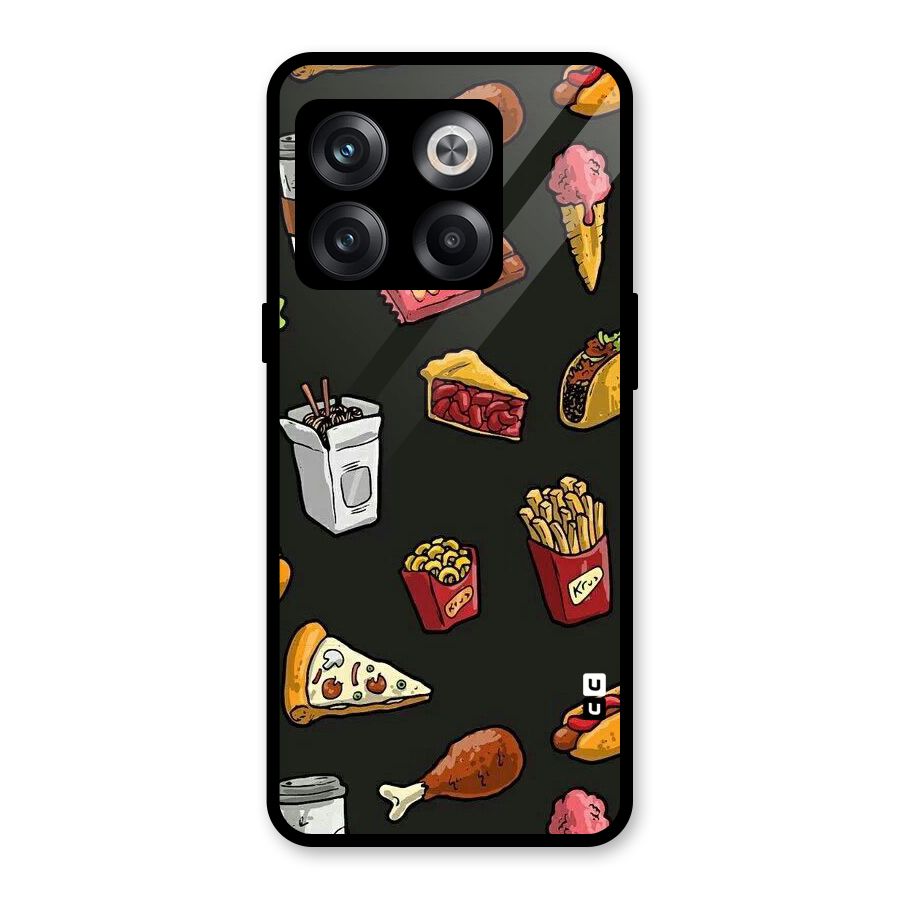 Foodie Pattern Glass Back Case for OnePlus 10T