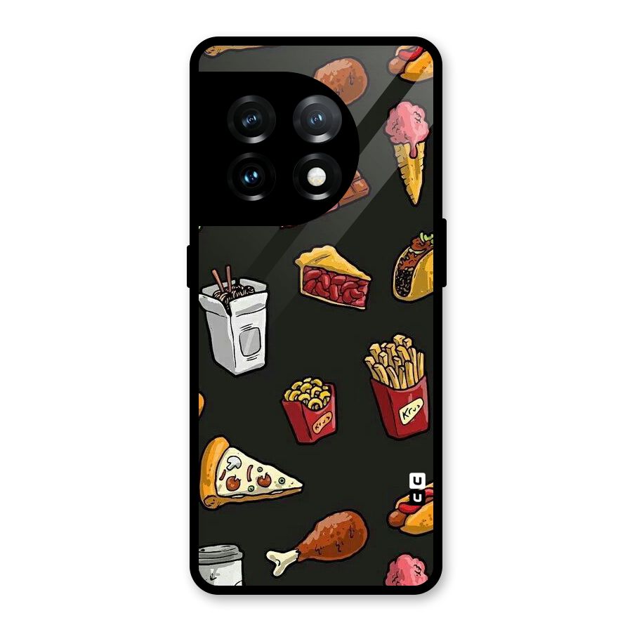 Foodie Pattern Glass Back Case for OnePlus 11