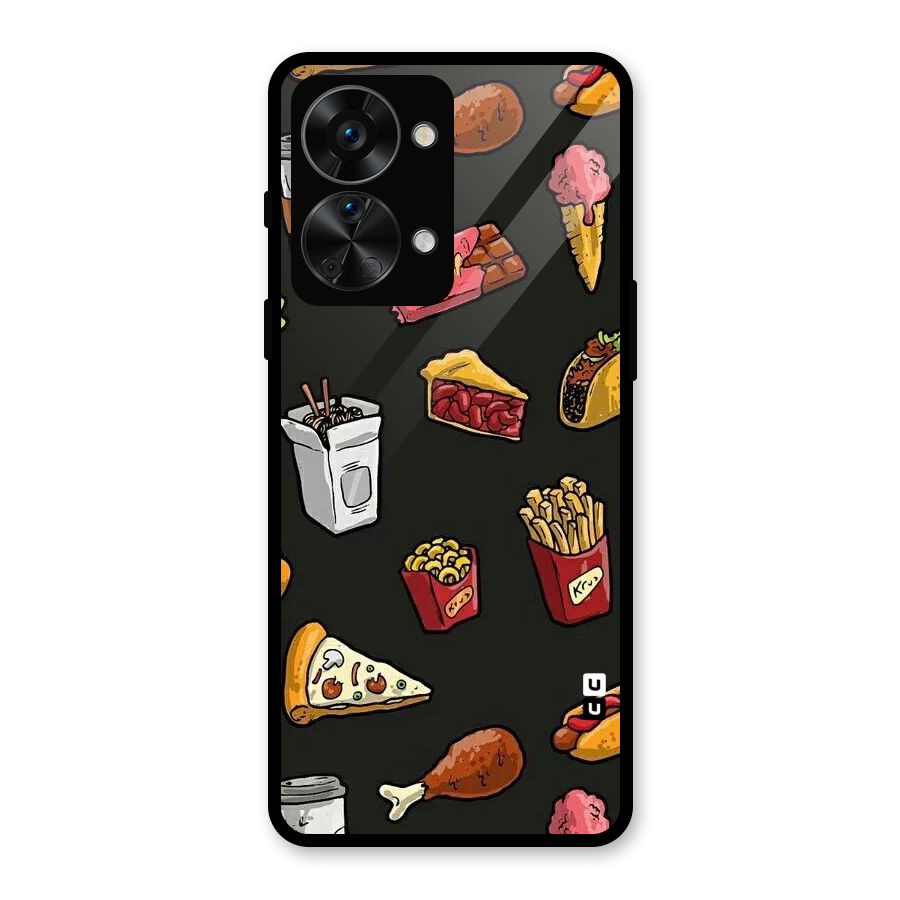 Foodie Pattern Glass Back Case for OnePlus Nord 2T