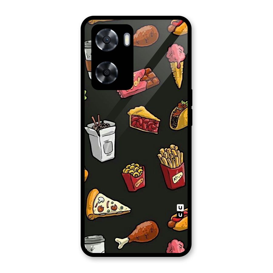 Foodie Pattern Glass Back Case for Oppo A57 2022