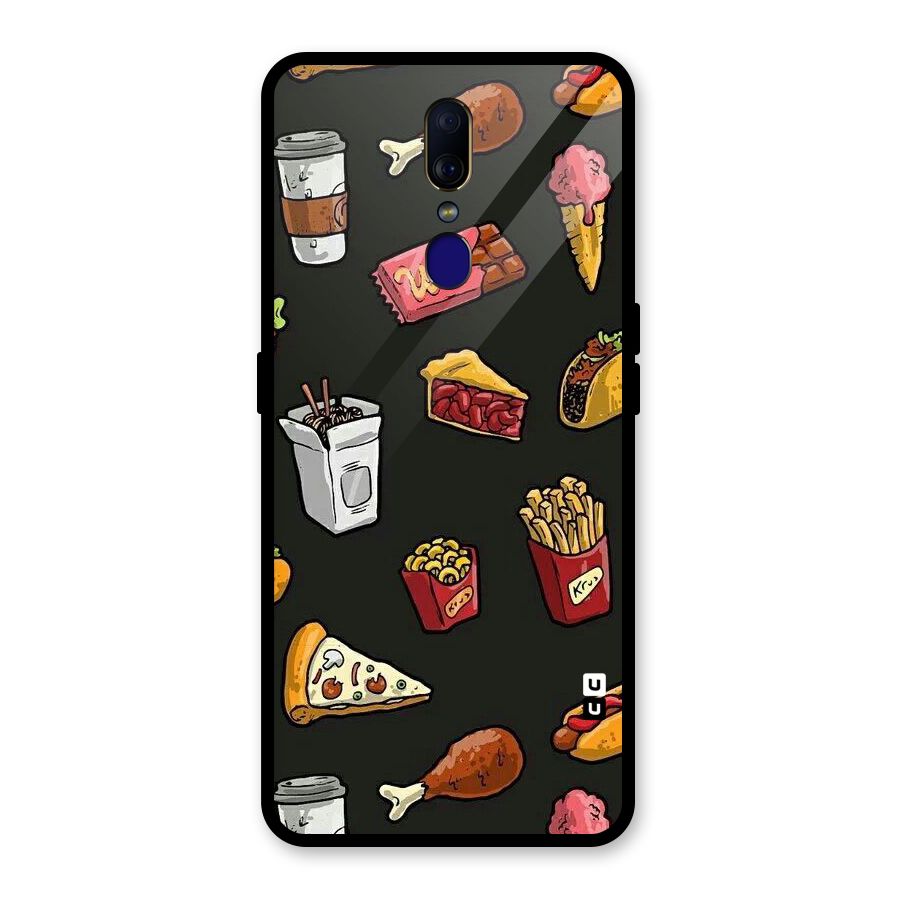 Foodie Pattern Glass Back Case for Oppo F11