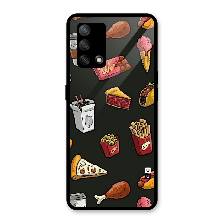 Foodie Pattern Glass Back Case for Oppo F19