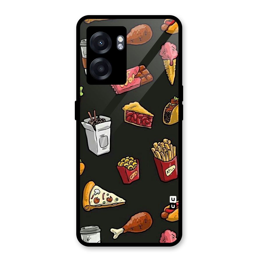 Foodie Pattern Glass Back Case for Oppo K10 (5G)