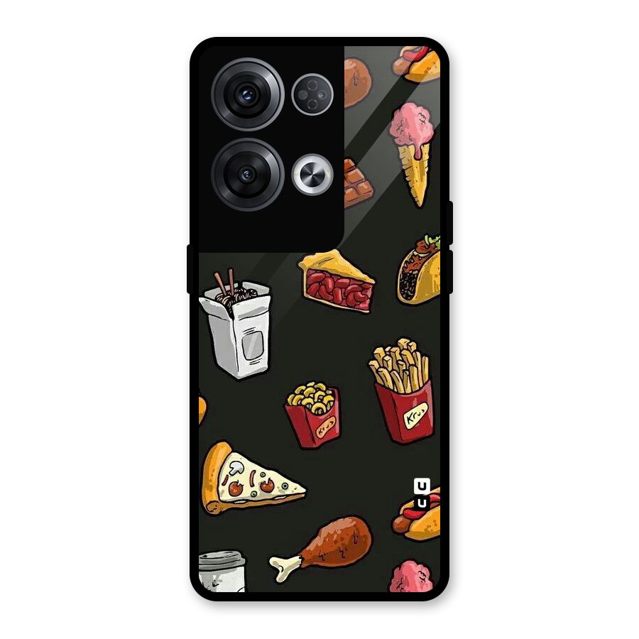 Foodie Pattern Glass Back Case for Oppo Reno8 Pro 5G