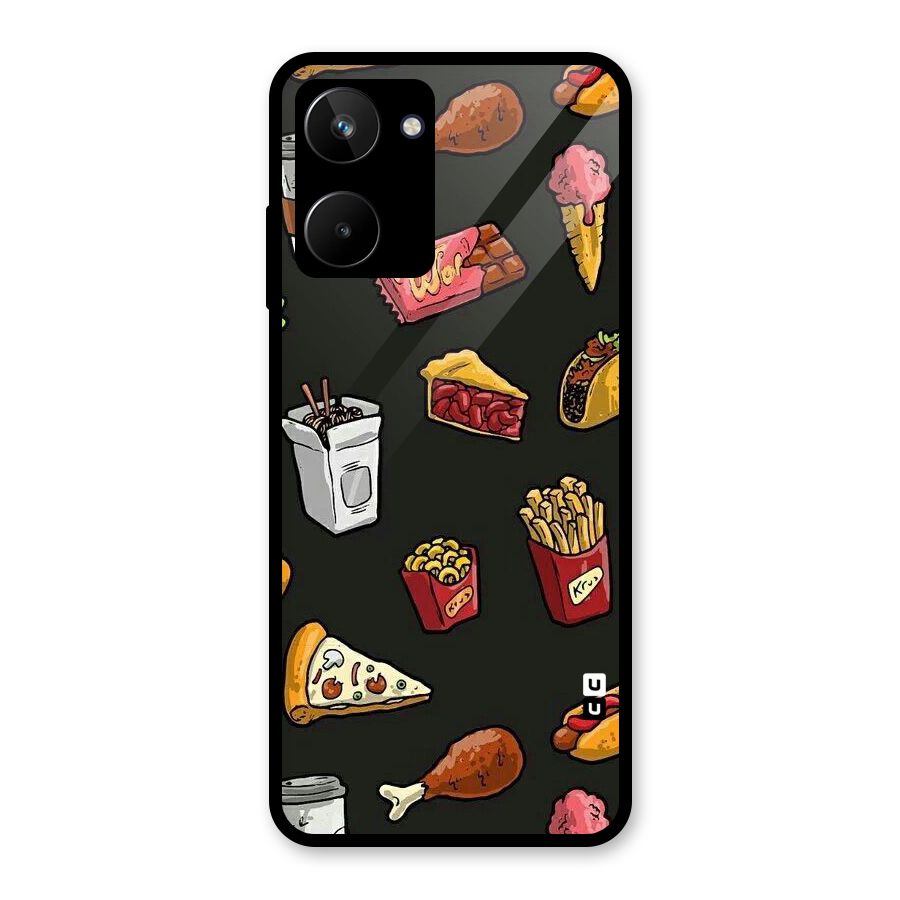 Foodie Pattern Glass Back Case for Realme 10