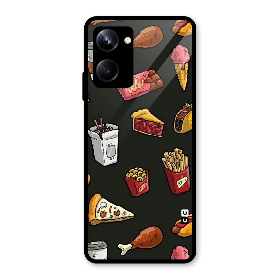 Foodie Pattern Glass Back Case for Realme 10 Pro