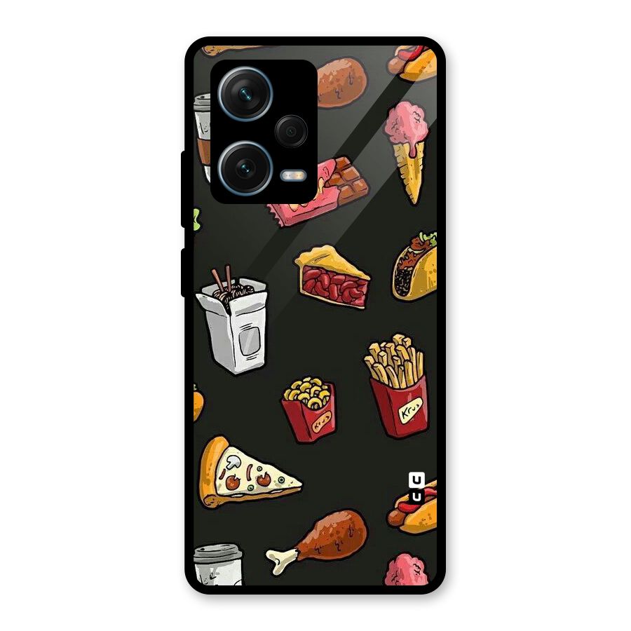 Foodie Pattern Glass Back Case for Redmi Note 12 Pro Plus 5G