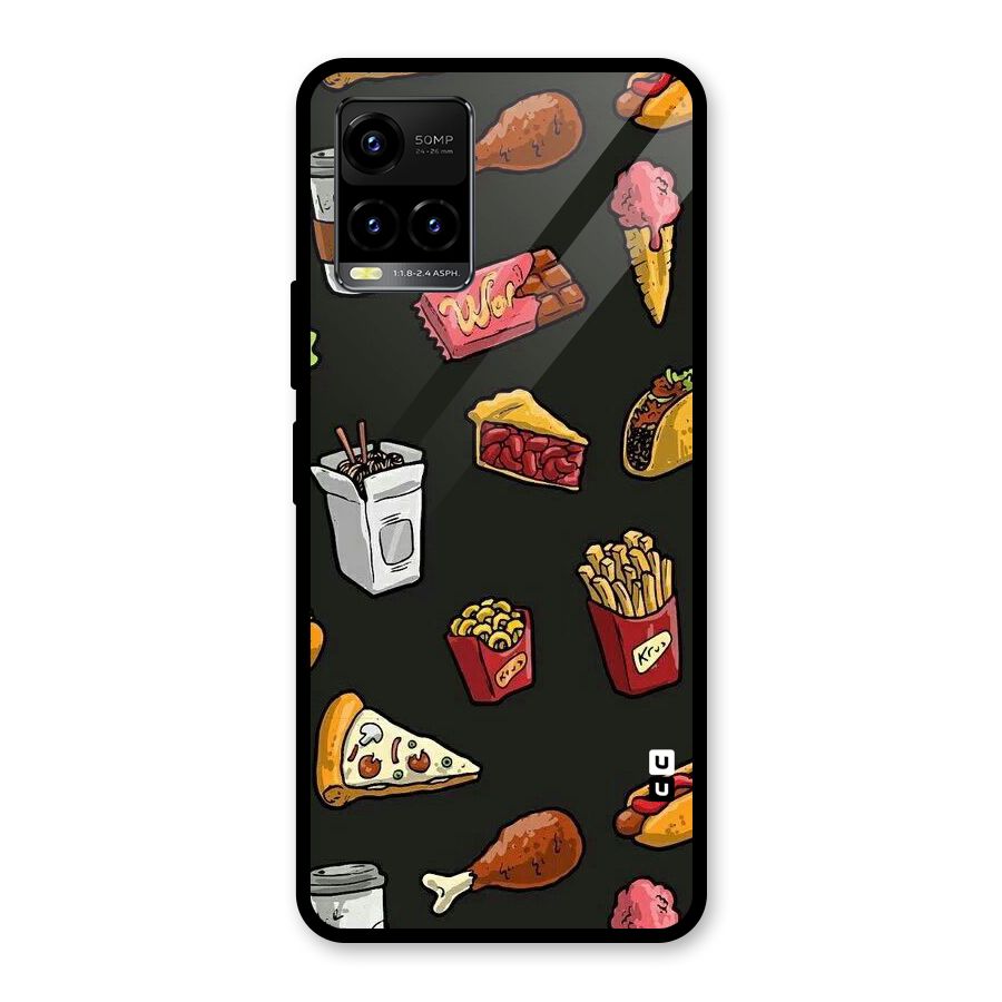 Foodie Pattern Glass Back Case for Vivo Y21T