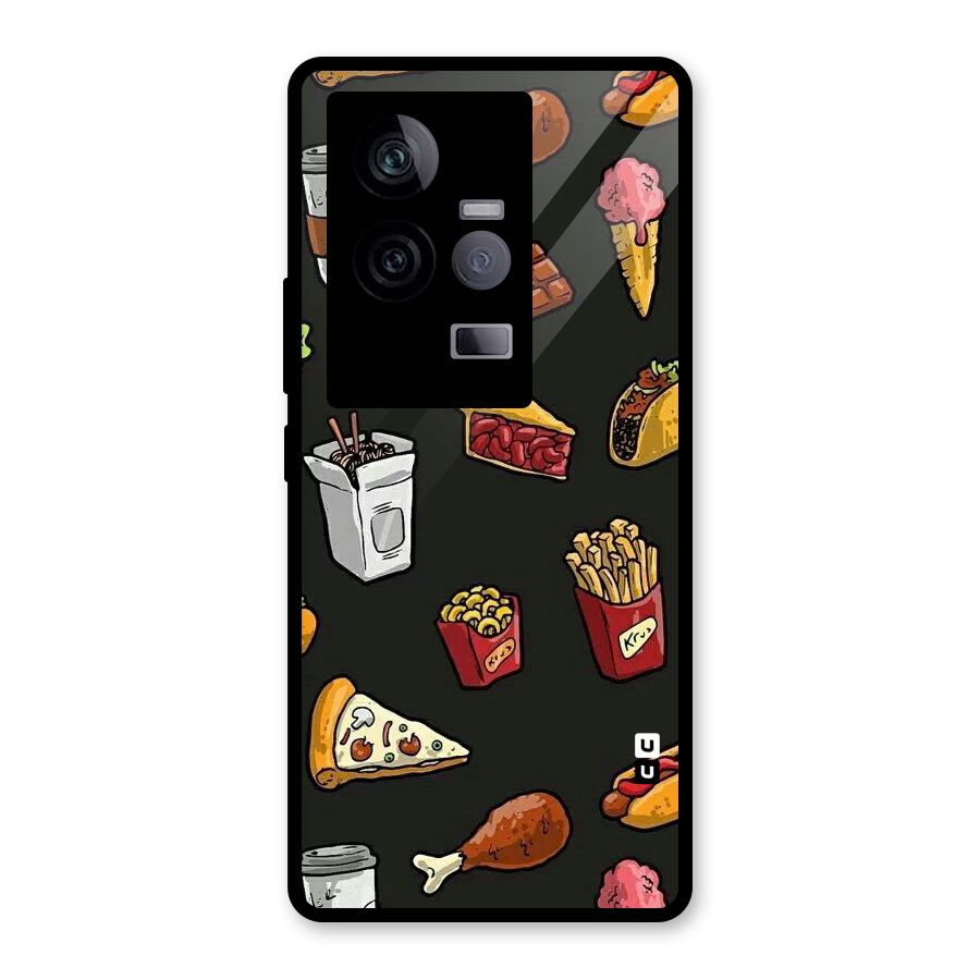 Foodie Pattern Glass Back Case for Vivo iQOO 11 5G