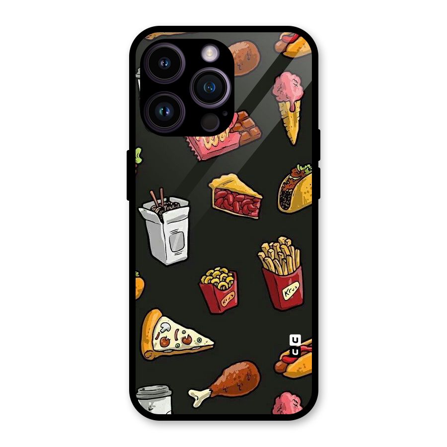 Foodie Pattern Glass Back Case for iPhone 14 Pro Max