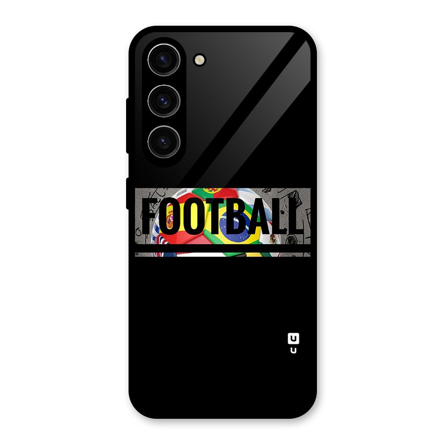Football Typography Glass Back Case for Galaxy S23