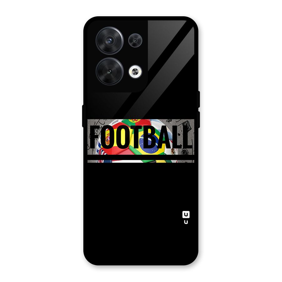 Football Typography Glass Back Case for Oppo Reno8 5G
