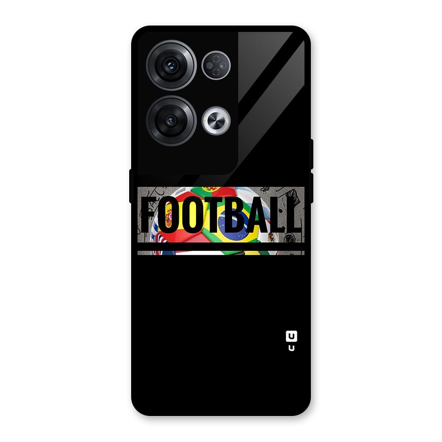 Football Typography Glass Back Case for Oppo Reno8 Pro 5G