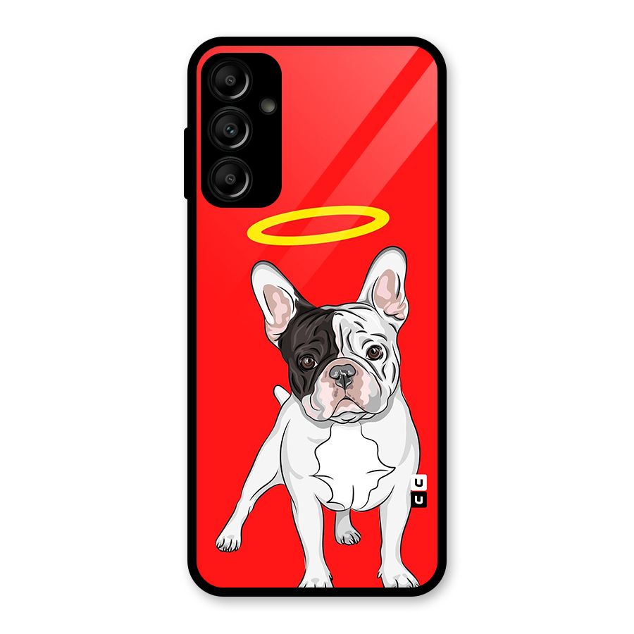French Cute Angel Doggo Glass Back Case for Galaxy A14 5G