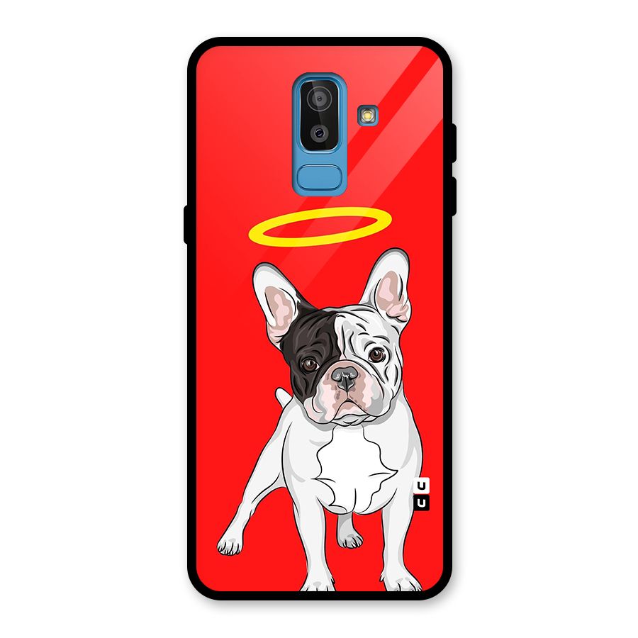 French Cute Angel Doggo Glass Back Case for Galaxy J8