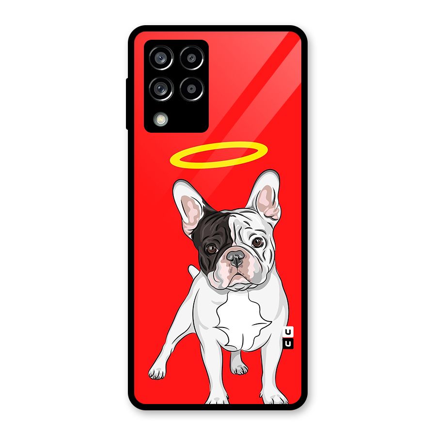 French Cute Angel Doggo Glass Back Case for Galaxy M53 5G