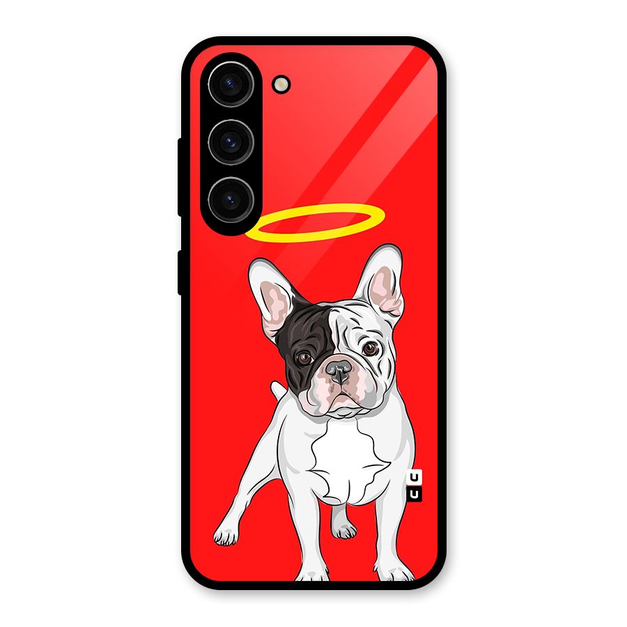 French Cute Angel Doggo Glass Back Case for Galaxy S23