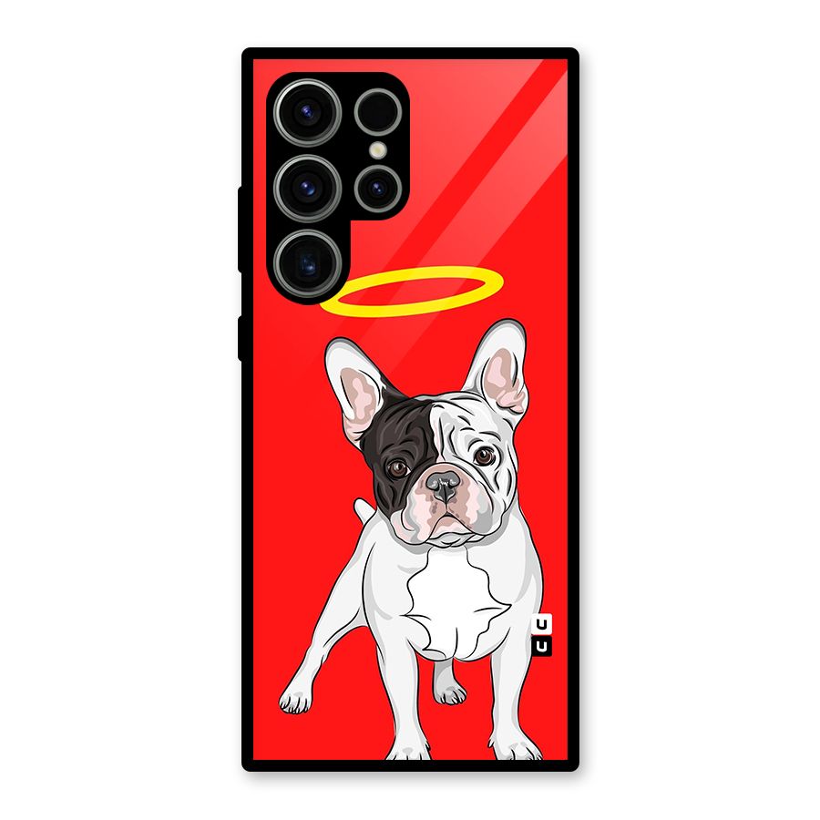 French Cute Angel Doggo Glass Back Case for Galaxy S23 Ultra
