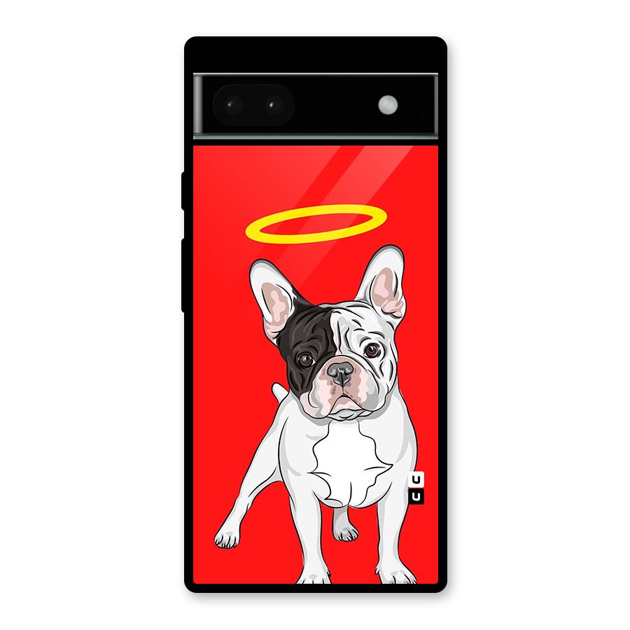 French Cute Angel Doggo Glass Back Case for Google Pixel 6a