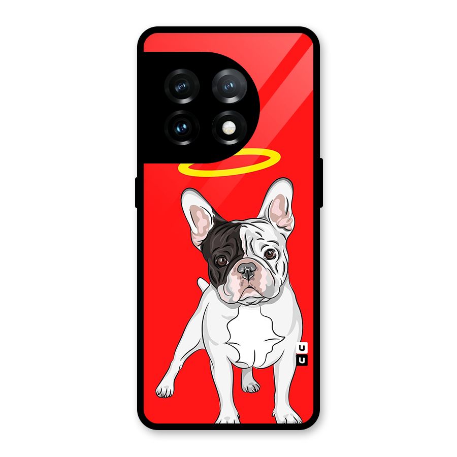 French Cute Angel Doggo Glass Back Case for OnePlus 11
