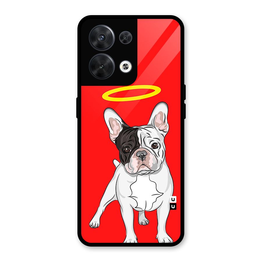 French Cute Angel Doggo Glass Back Case for Oppo Reno8 5G