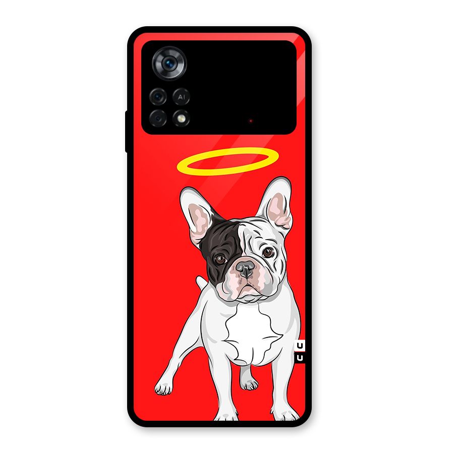 French Cute Angel Doggo Glass Back Case for Poco X4 Pro 5G