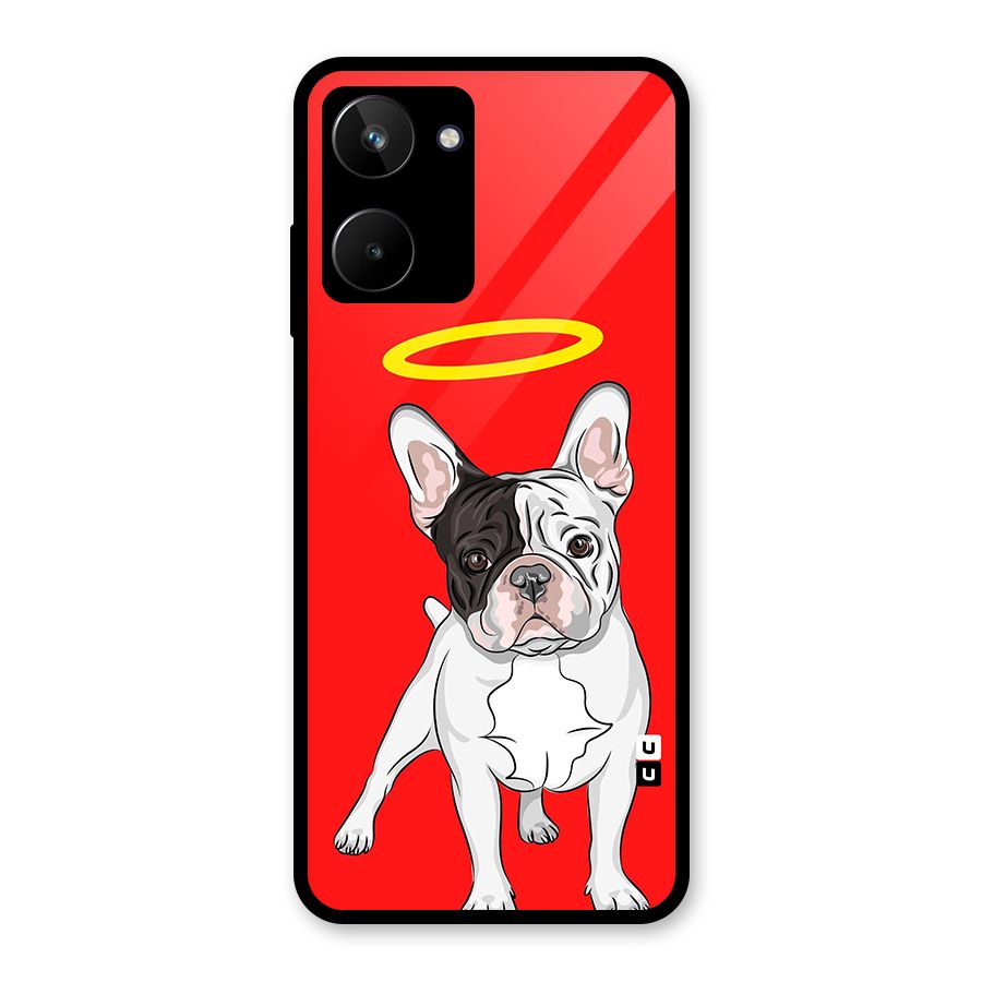French Cute Angel Doggo Glass Back Case for Realme 10