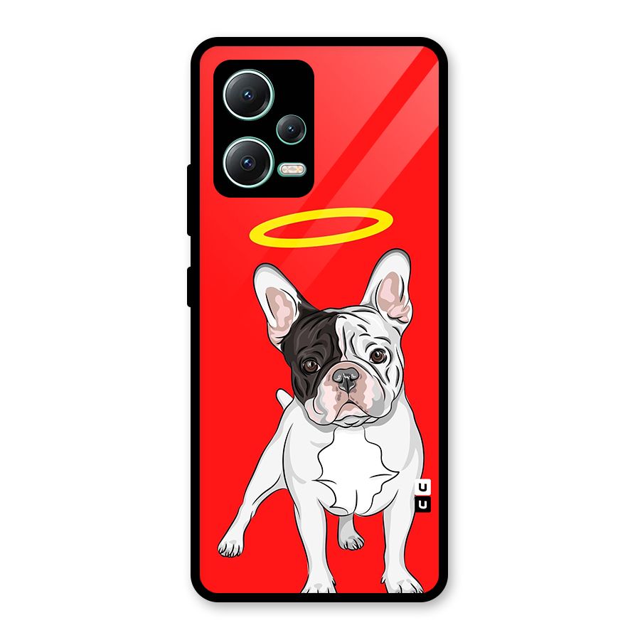 French Cute Angel Doggo Glass Back Case for Redmi Note 12 5G