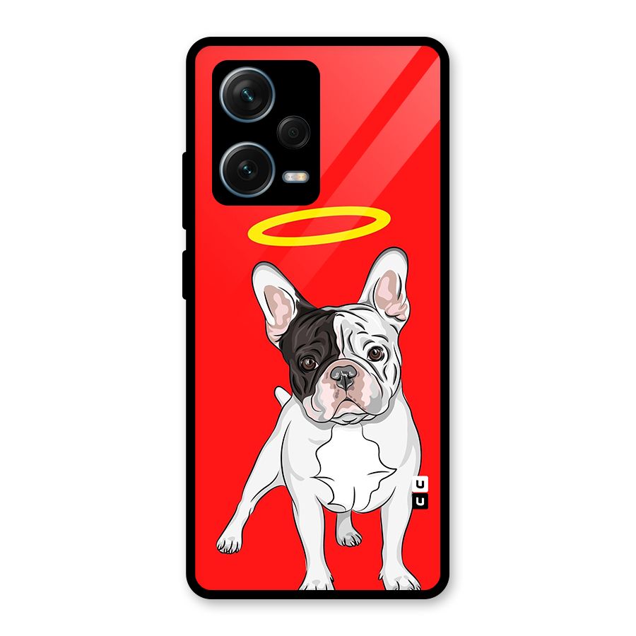 French Cute Angel Doggo Glass Back Case for Redmi Note 12 Pro Plus 5G