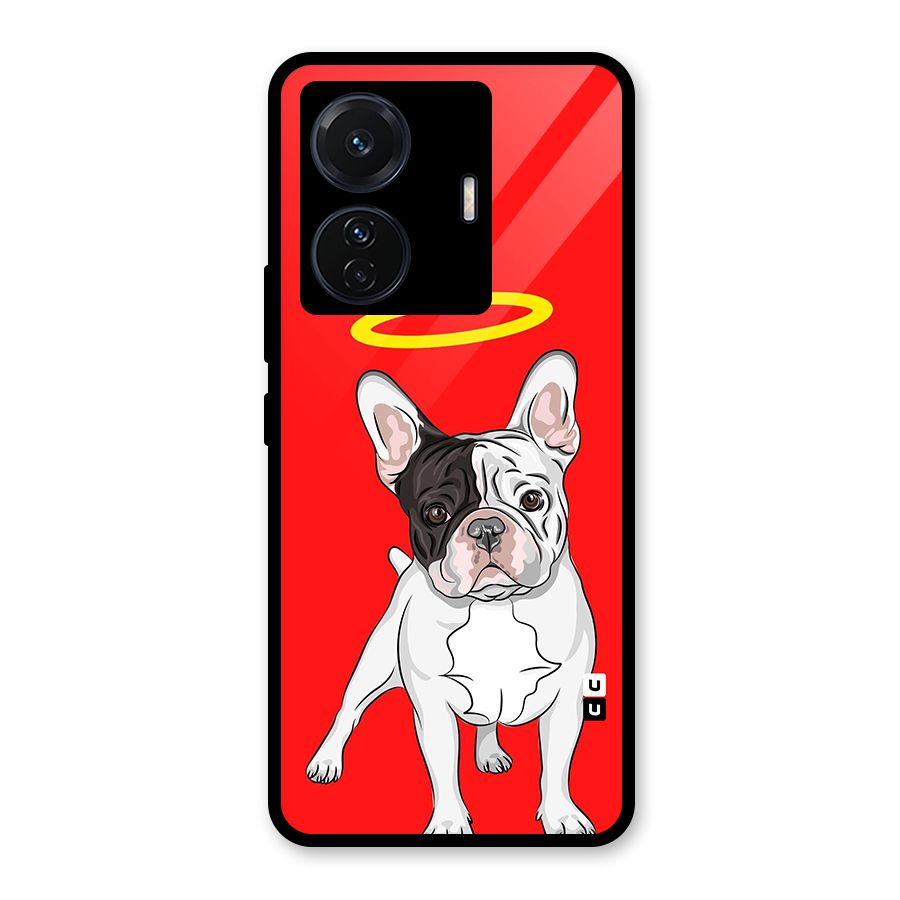 French Cute Angel Doggo Glass Back Case for Vivo T1 Pro
