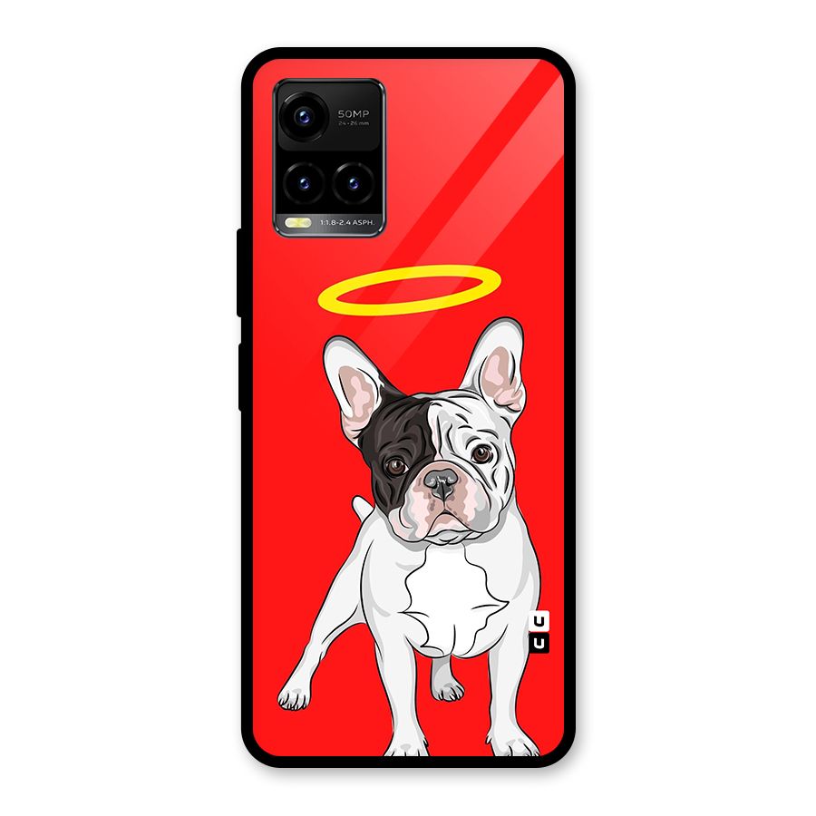 French Cute Angel Doggo Glass Back Case for Vivo Y21T
