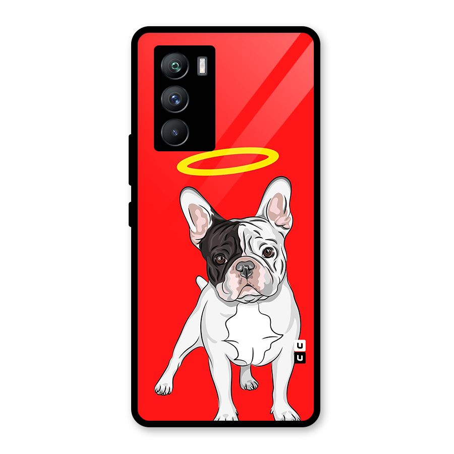 French Cute Angel Doggo Glass Back Case for Vivo iQOO 9 SE