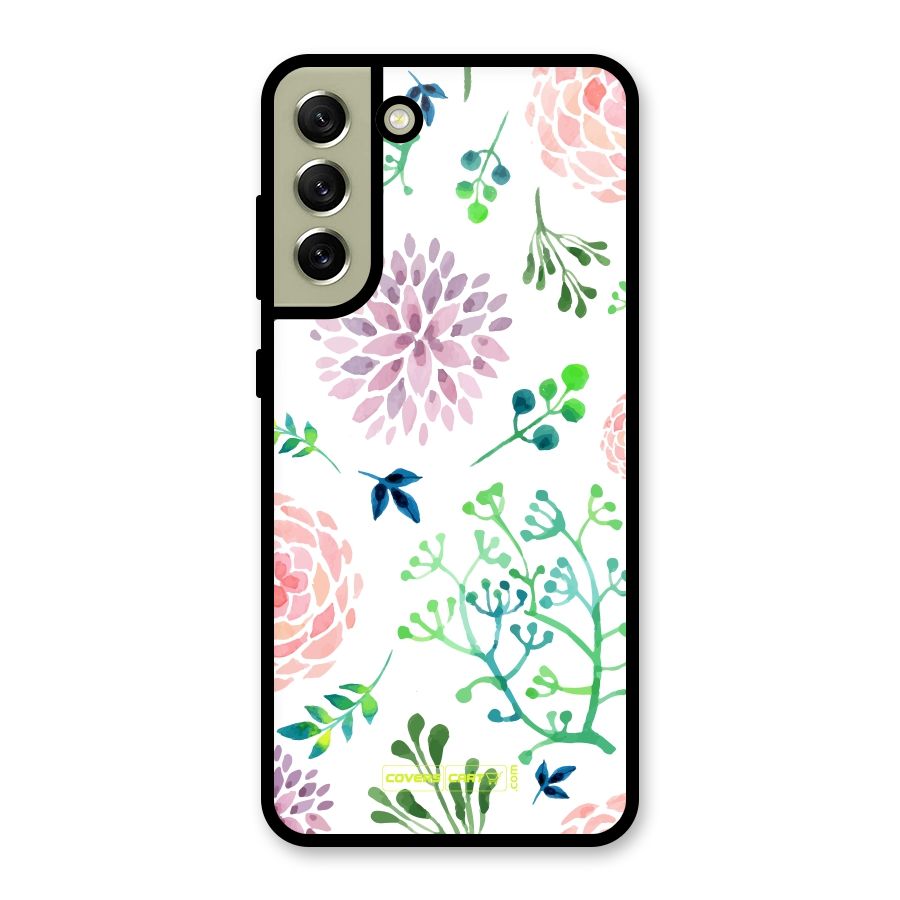 Fresh Floral Glass Back Case for Galaxy S21 FE 5G