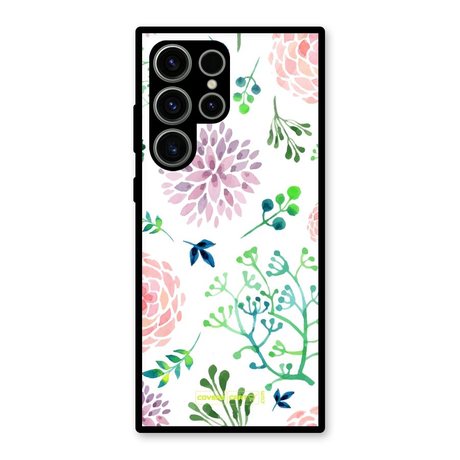 Fresh Floral Glass Back Case for Galaxy S23 Ultra