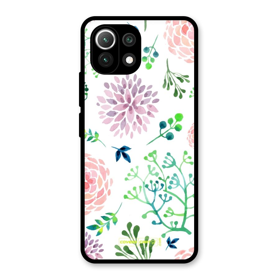 Fresh Floral Glass Back Case for Mi 11 Lite