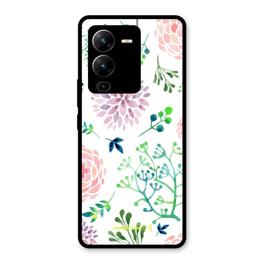 Fresh Floral Glass Back Case for Vivo V25 Pro