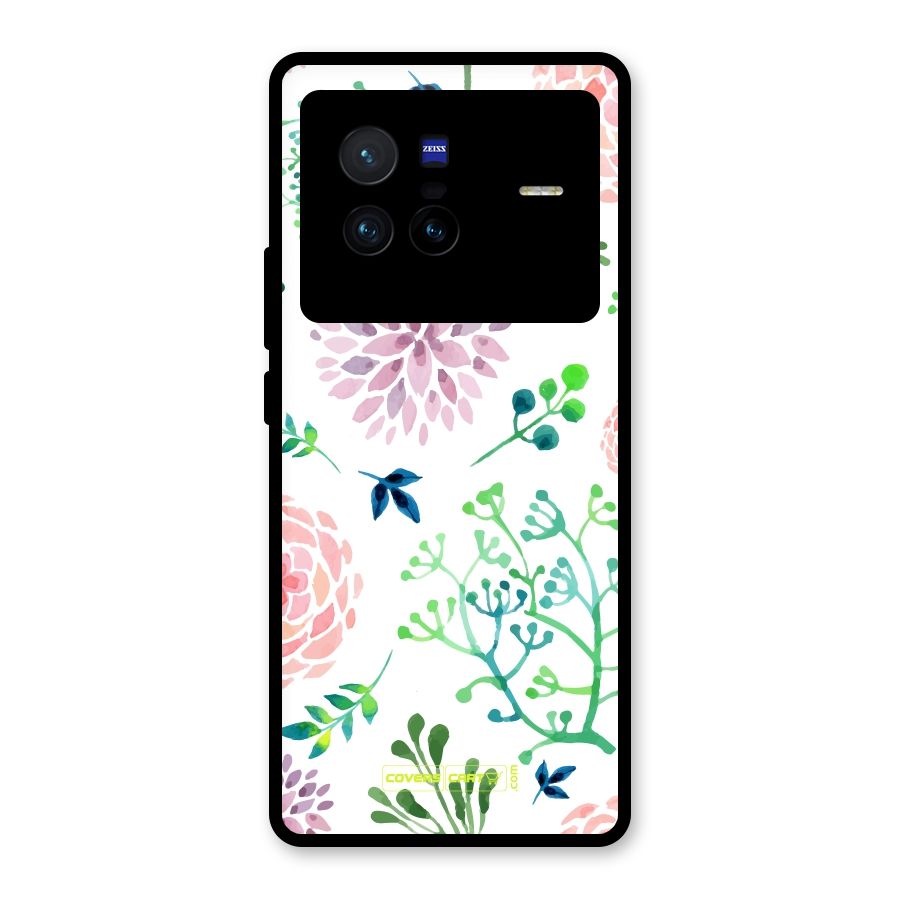 Fresh Floral Glass Back Case for Vivo X80