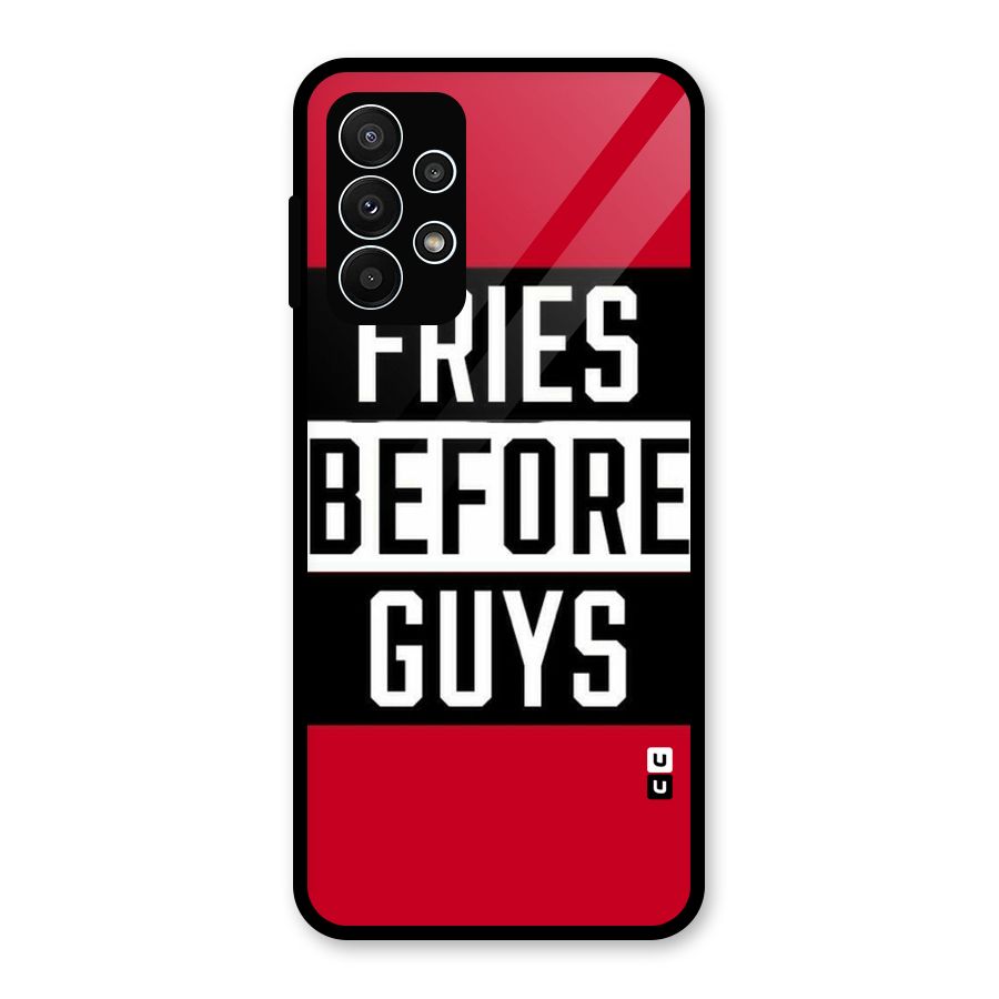 Fries Love Stripes Glass Back Case for Galaxy A23