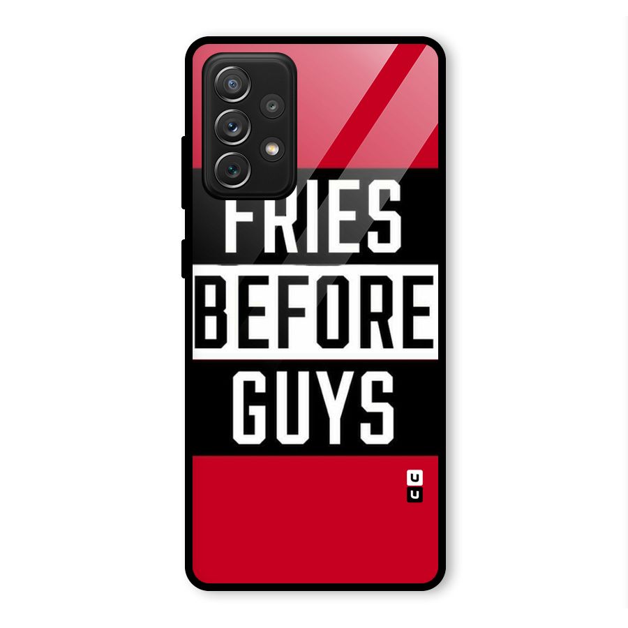 Fries Love Stripes Glass Back Case for Galaxy A72