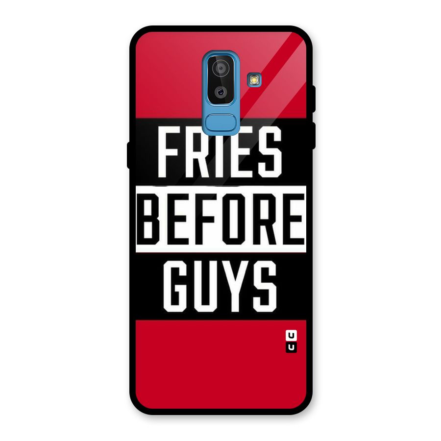 Fries Love Stripes Glass Back Case for Galaxy J8