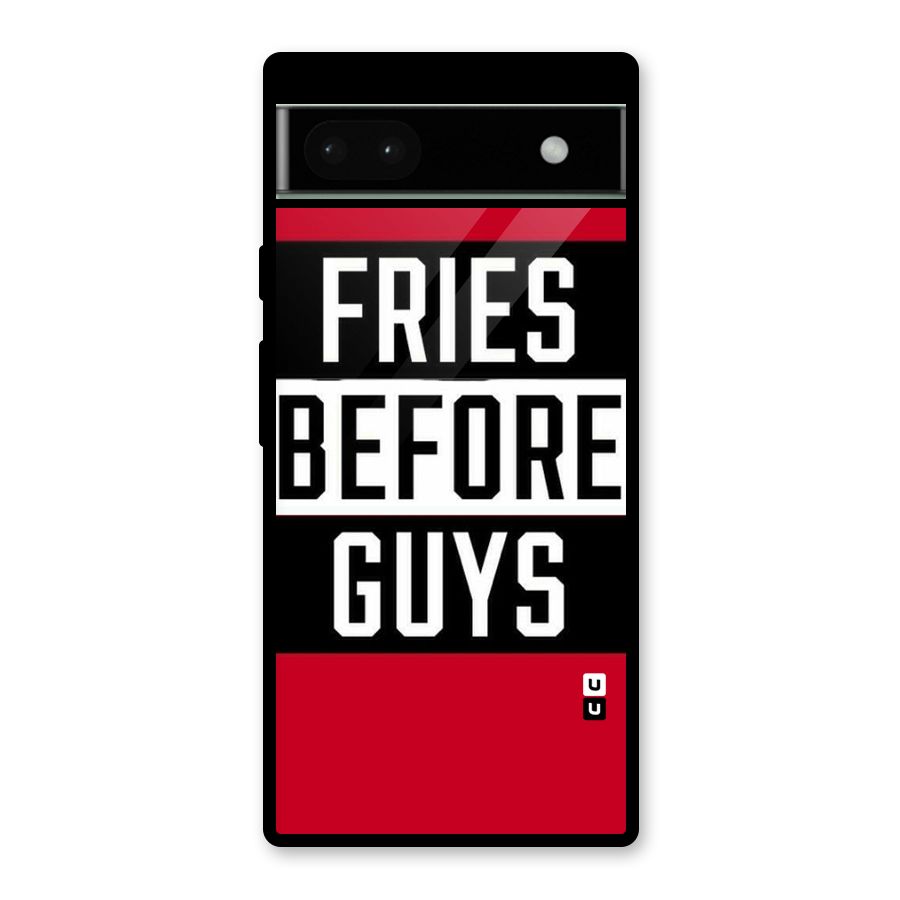 Fries Love Stripes Glass Back Case for Google Pixel 6a