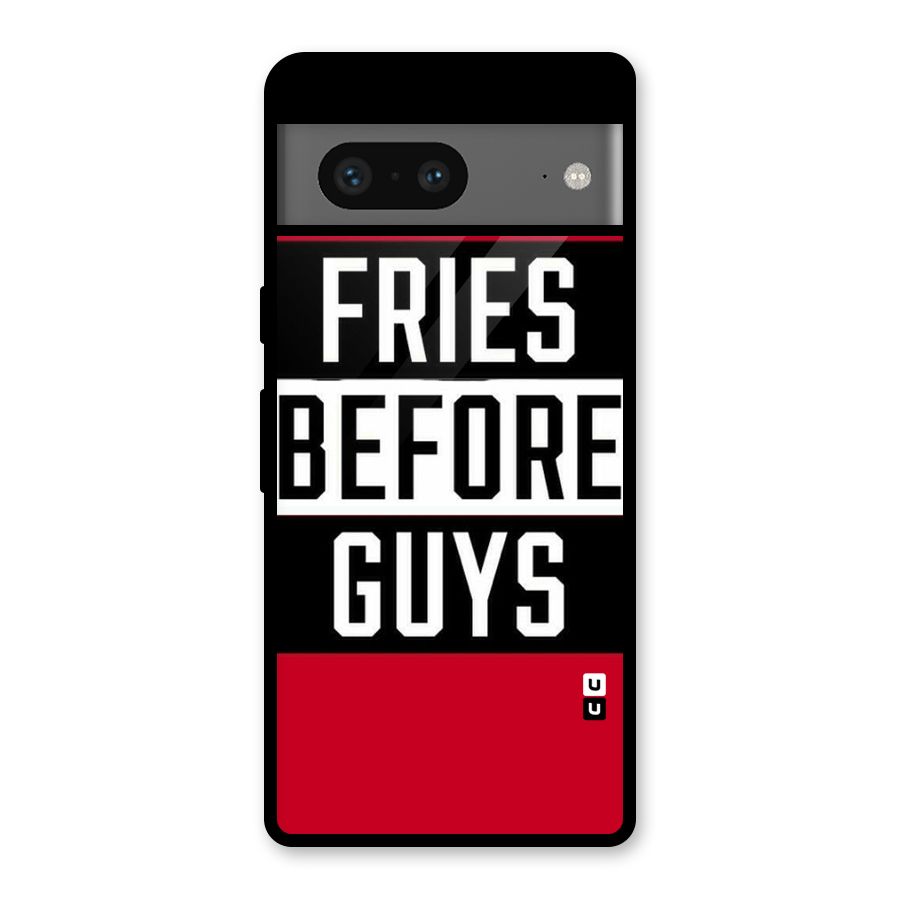 Fries Love Stripes Glass Back Case for Google Pixel 7