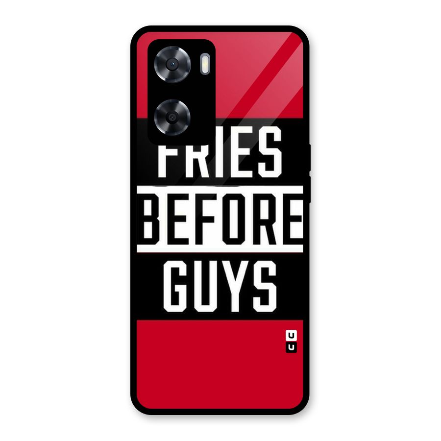 Fries Love Stripes Glass Back Case for Oppo A57 2022