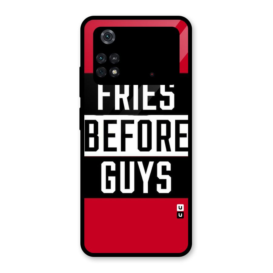 Fries Love Stripes Glass Back Case for Poco M4 Pro 4G
